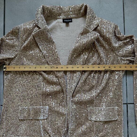 Messini Gold Sequin Blazer 1X Champagne Evening Jacket - Picture 7 of 7